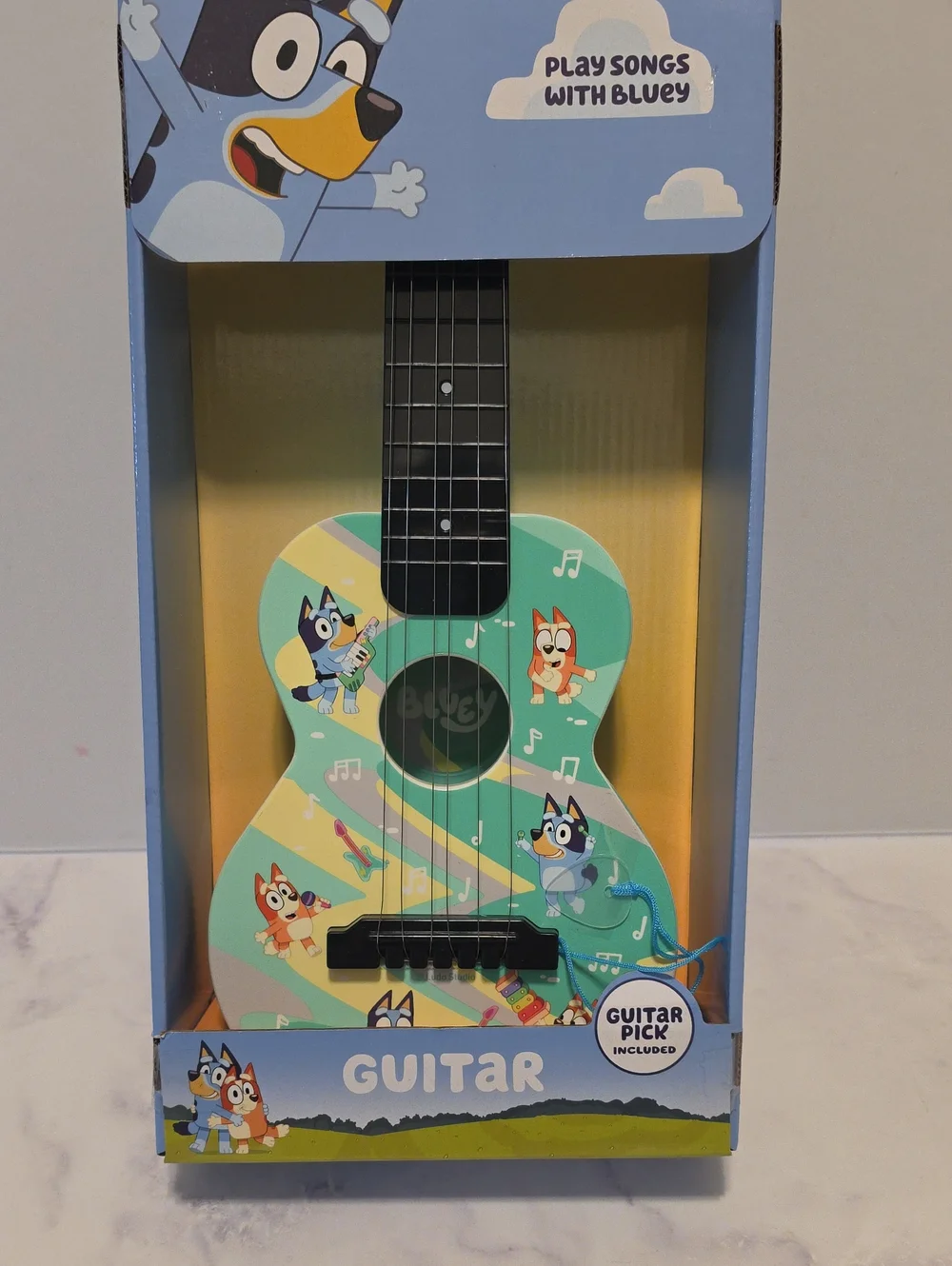 Bluey Kids Acoustic Guitar - Blue & Green Brand New